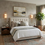 Modern Brass Alabaster Wall Sconce in Luxury Bedroom Suite