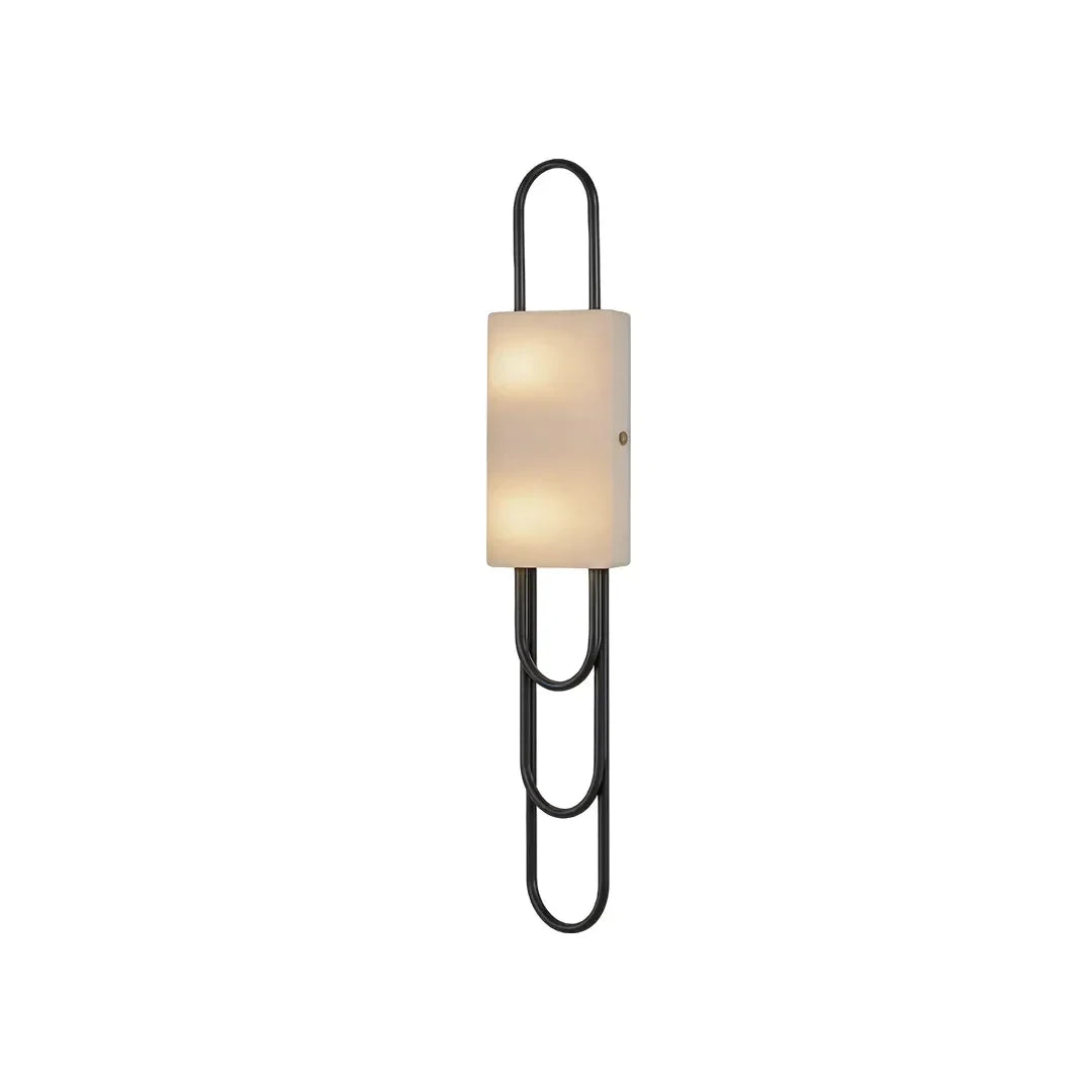 Illuminated Modern Dark Finish Brass Alabaster Wall Sconce Studio Shot