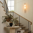 Modern Brass Alabaster Wall Sconce in Grand Staircase Foyer Space