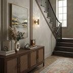 Modern Crystal Cylinder Art Glass Wall Sconce in Staircase Landing
