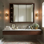 Modern Brass Crystal Cylinder Wall Sconce in Luxury Bathroom Setting