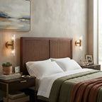 Modern Crystal Cylinder Art Glass Wall Sconce in Master Bedroom Interior