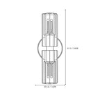 Modern Crystal Cylinder Art Glass Wall Sconce Line Art Dimension Diagram