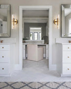 Modern Brass Crystal Cylinder Wall Sconce in Grand Hallway Foyer