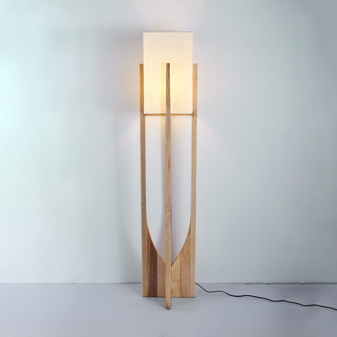 Ash Wood Fabric Floor Lamp