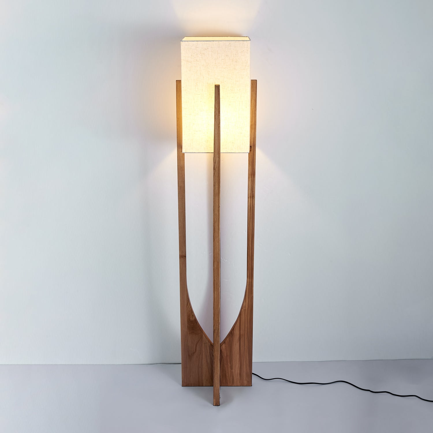 Ash Wood Fabric Floor Lamp