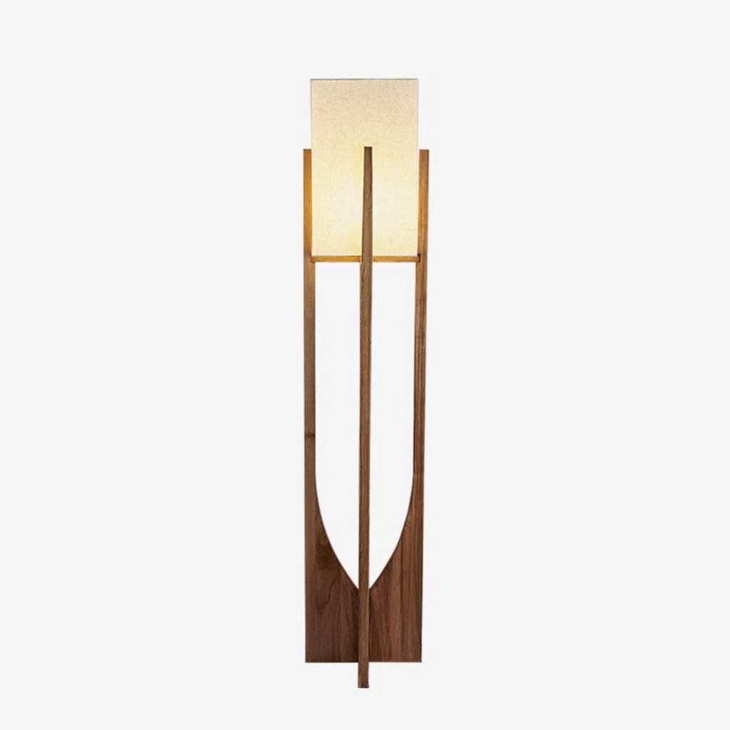 Ash Wood Fabric Floor Lamp