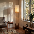 Ash Wood Fabric Floor Lamp