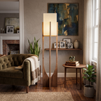 Ash Wood Fabric Floor Lamp