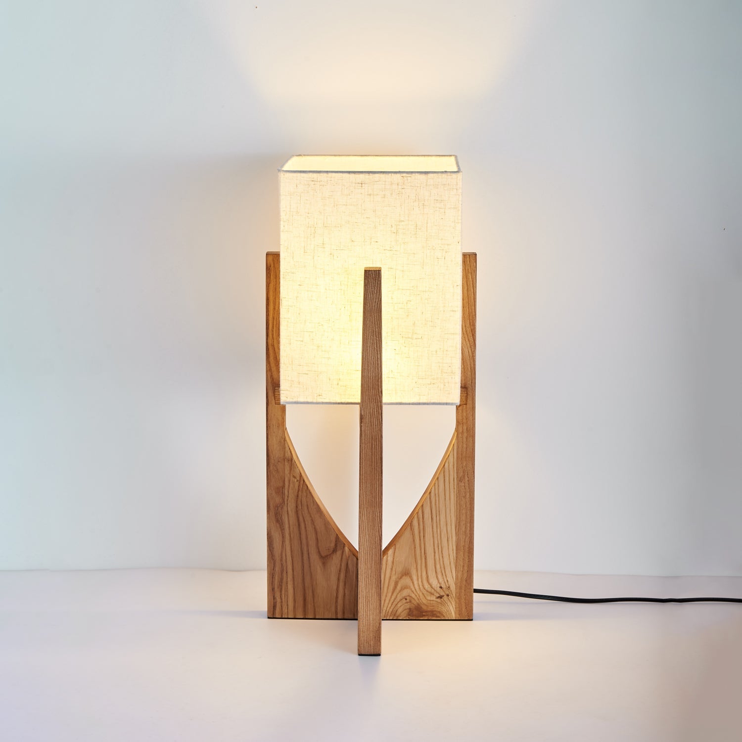 Ash Wood Fabric Floor Lamp