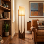 Ash Wood Fabric Floor Lamp