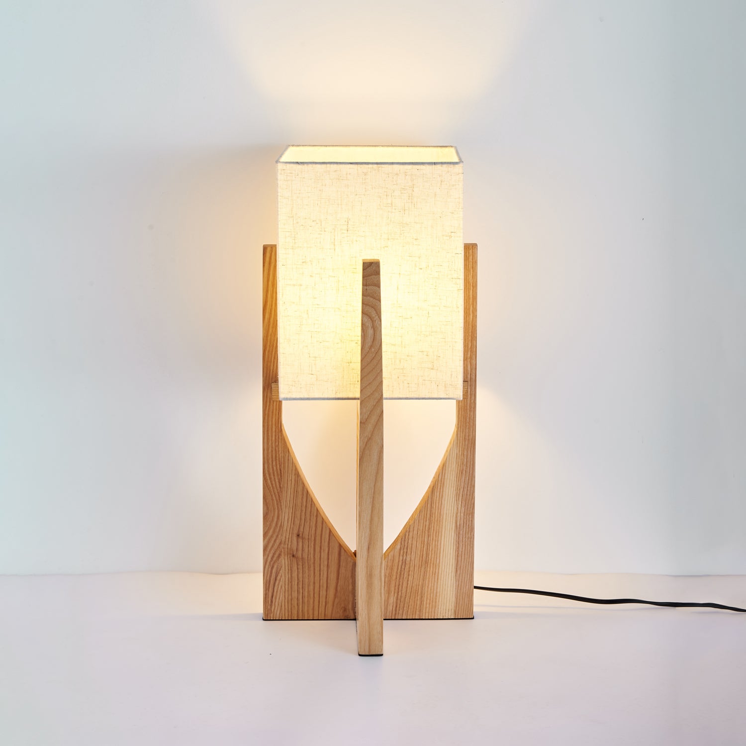 Ash Wood Fabric Floor Lamp