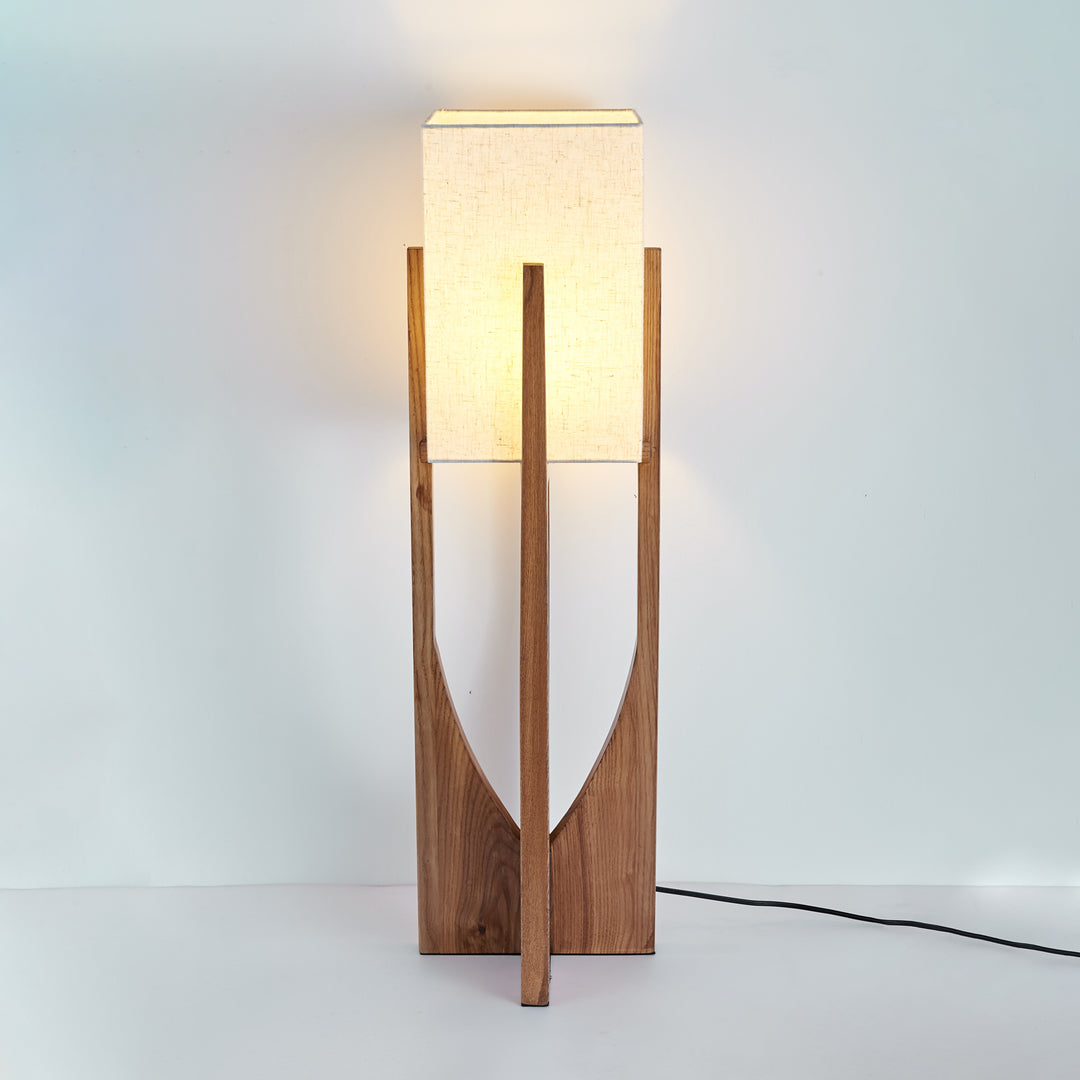 Ash Wood Fabric Floor Lamp