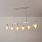 Illuminated Modern 6-Light Star Art Glass Linear Chandelier Studio Shot