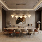 Modern Multi-Light Star Art Glass Chandelier in Modern Dining Space