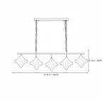 Modern 5-Light Star Art Glass Linear Chandelier Line Art Dimension Diagram