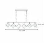 Modern 7-Light Star Art Glass Linear Chandelier Line Art Dimension Diagram