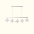 Front View of Modern 5-Light Star Art Glass Linear Chandelier Studio Display