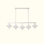 Front View of Modern 5-Light Star Art Glass Linear Chandelier Studio Display