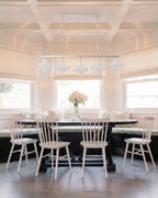 Modern Star Art Glass Linear Chandelier in Dining Room Setting
