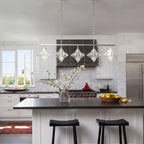 Modern Star Art Glass Linear Chandelier Over Kitchen Island