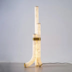 Modern Organic Curved Alabaster Floor Lamp Studio Display