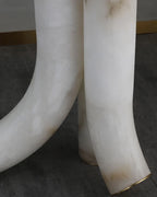 Close Up View of Natural White Alabaster Curved Legs