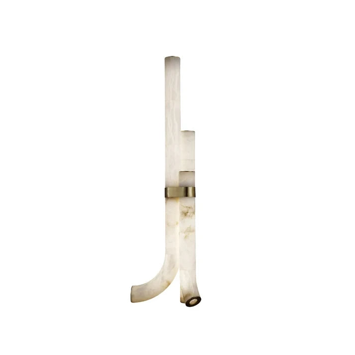 Modern Organic Curved Alabaster Sculpture Floor Lamp on Pure White Background
