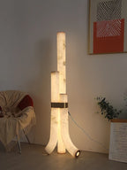 Glowing Alabaster Sculpture Floor Lamp in Minimalist Room