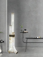 Minimalist Alabaster Sculpture Lamp Over Gallery Space