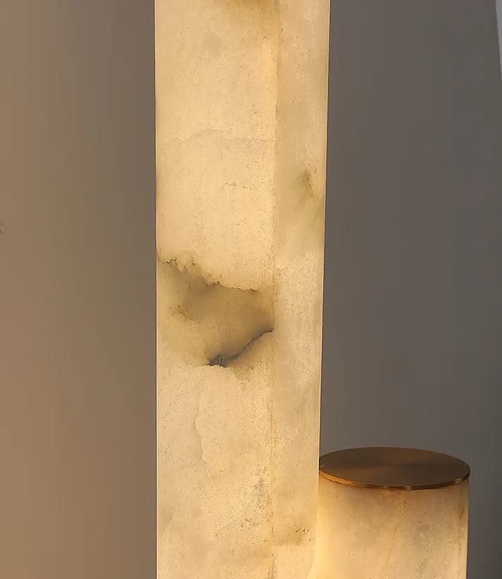 Detail View of Translucent Alabaster Stone Grain and Glow
