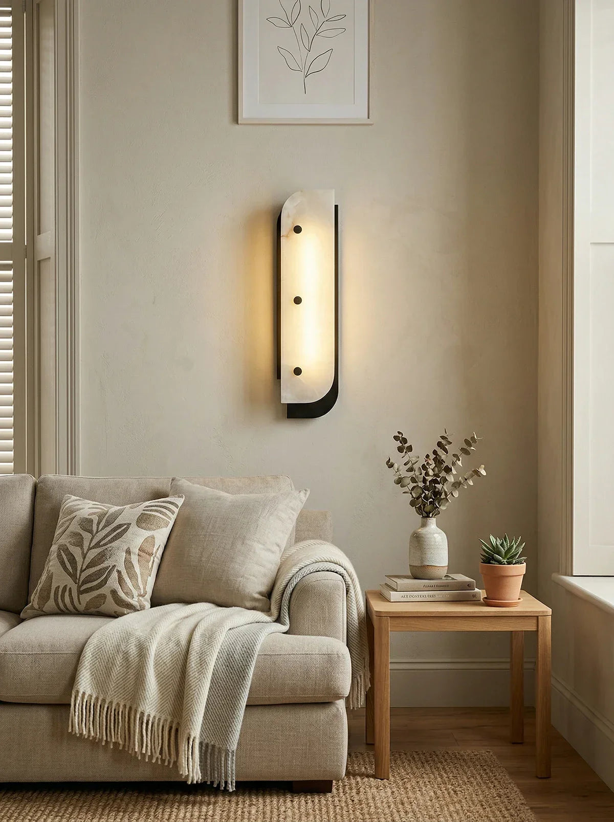 Asymmetrical Elaris Alabaster Wall Lamp
