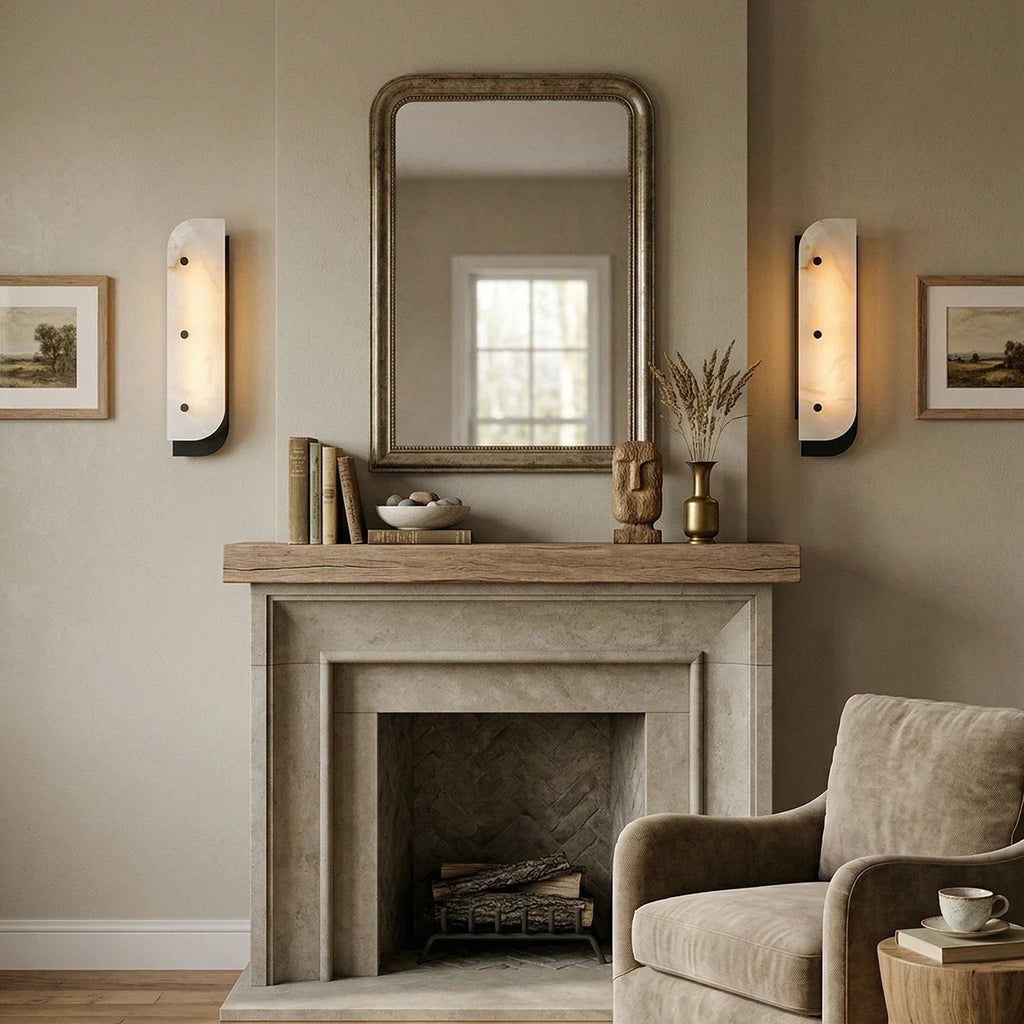 Asymmetrical Elaris Alabaster Wall Lamp