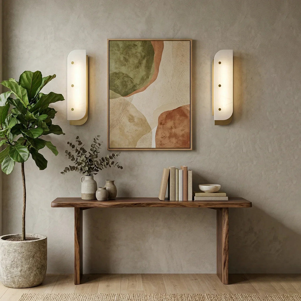 Asymmetrical Elaris Alabaster Wall Lamp
