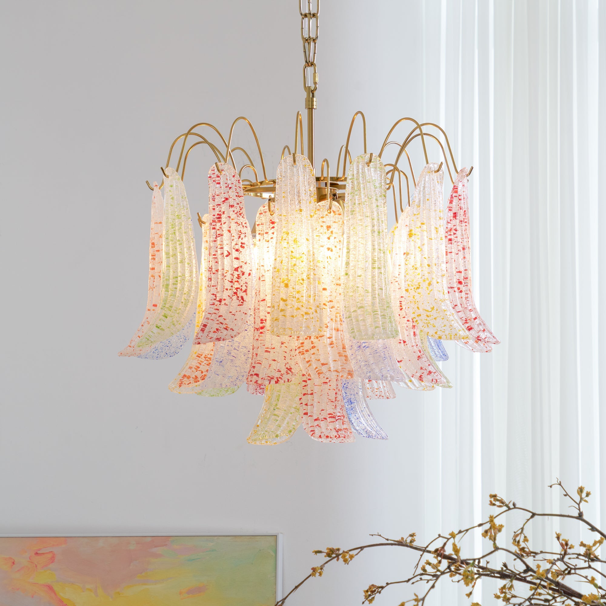Athena Pastel Glass Petal Chandelier