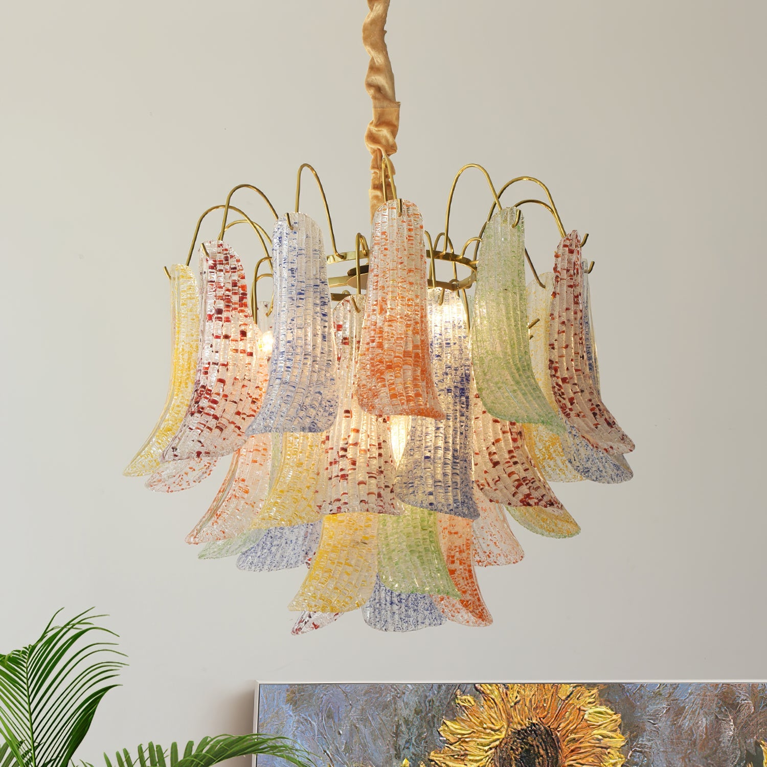 Athena Pastel Glass Petal Chandelier