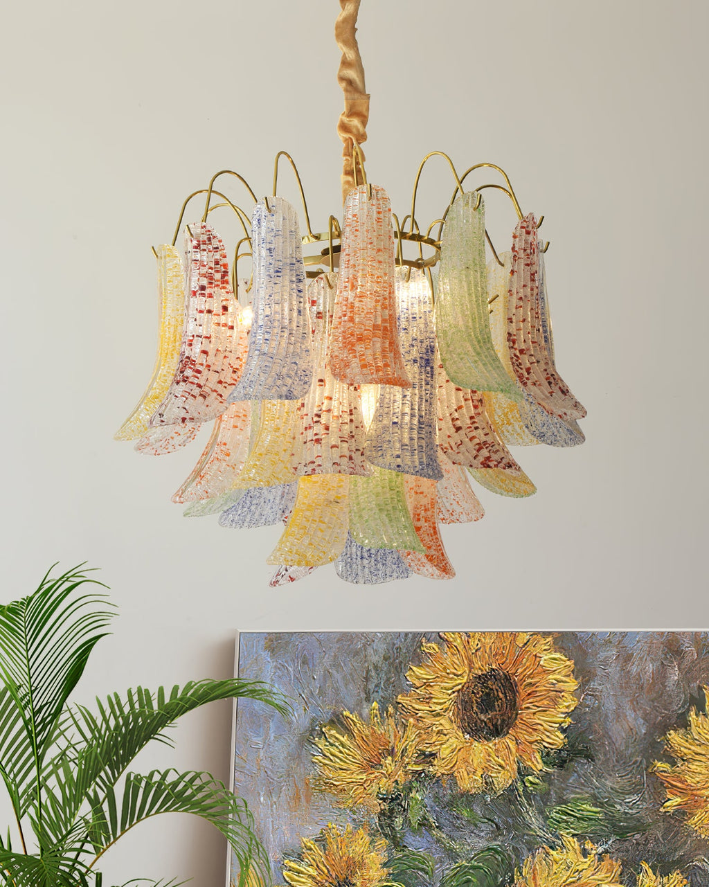 Athena Pastel Glass Petal Chandelier