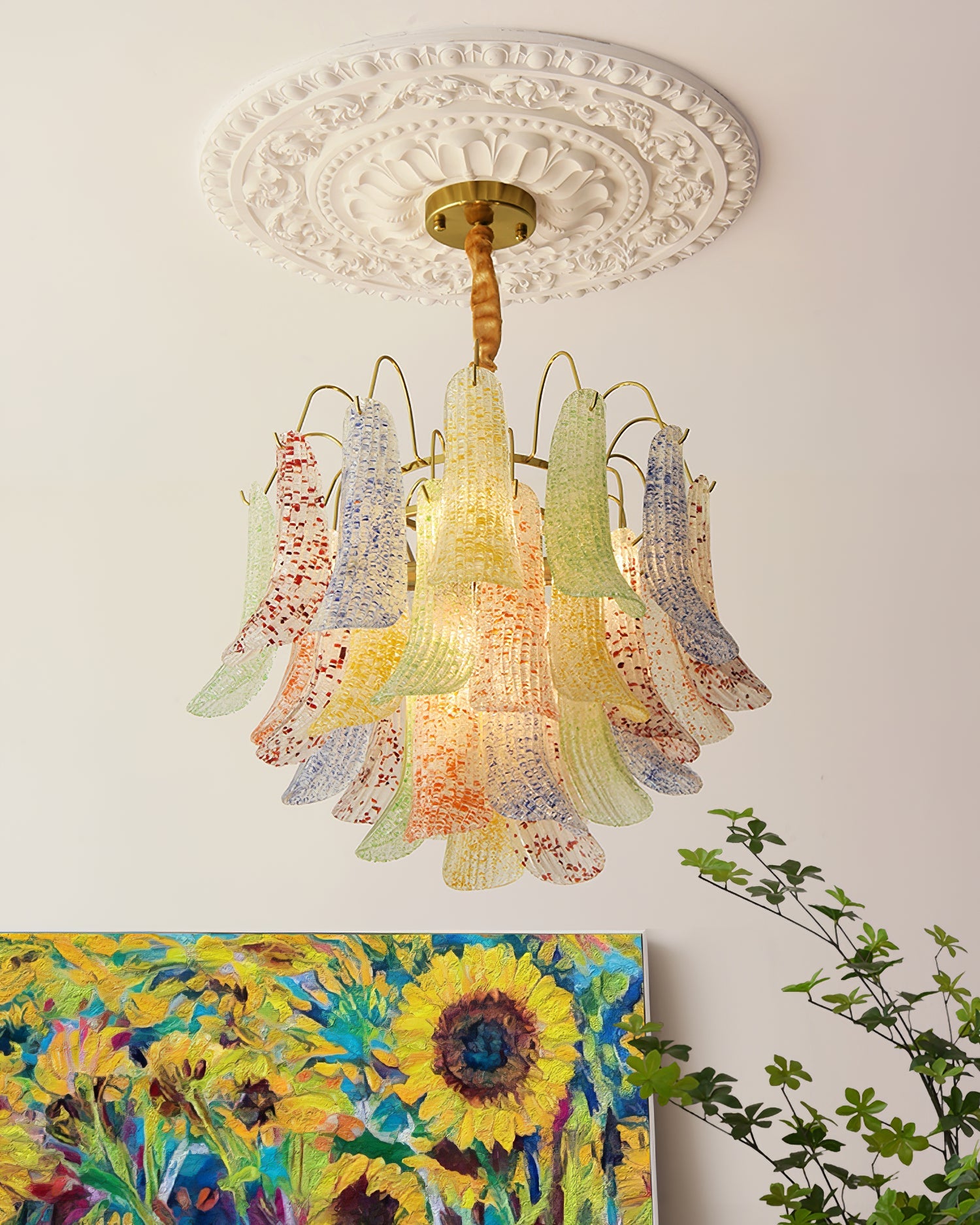 Athena Pastel Glass Petal Chandelier