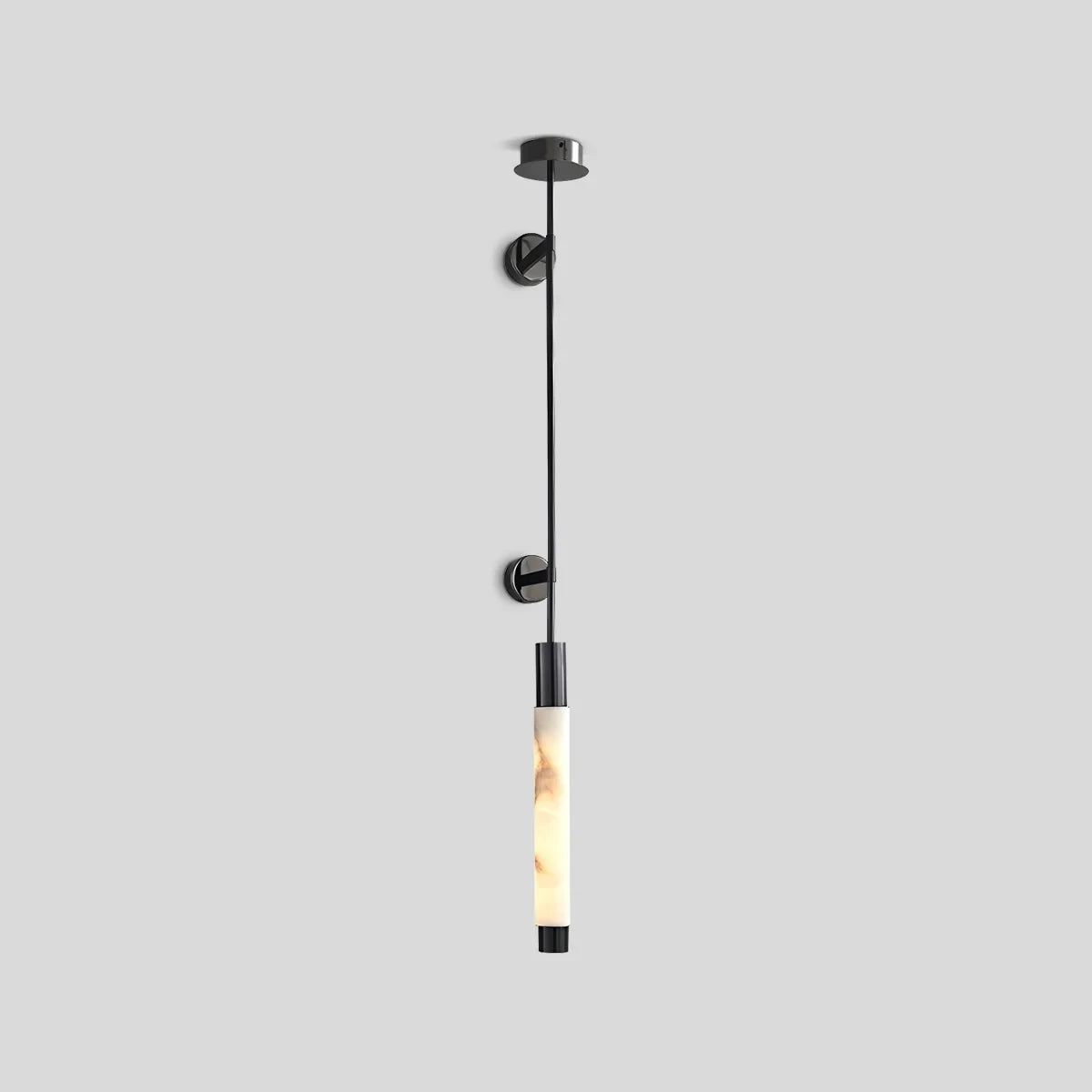 Illuminated Modern Multi-Tier Alabaster Wall Sconce with Black Finish