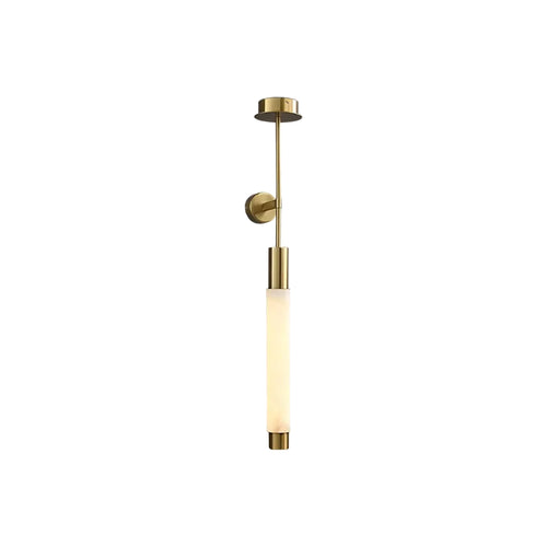 Modern Convertible Alabaster Art Glass Pendant and Wall Light with Brass Finish on Pure White Background