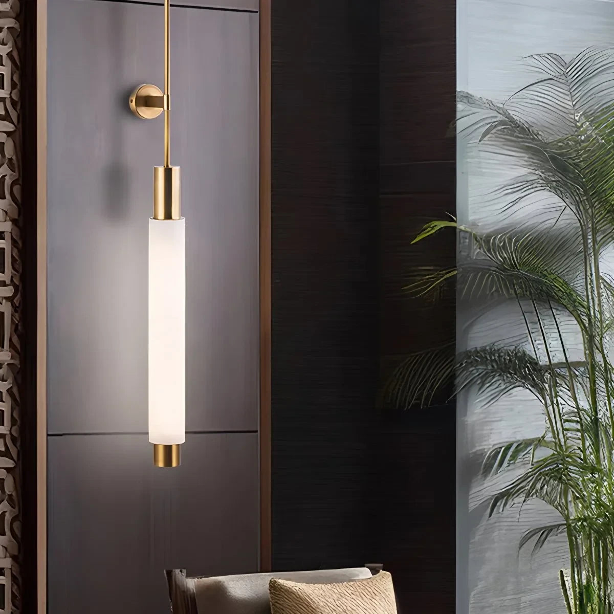 Modern Convertible Alabaster Pendant and Wall Light in Luxury Setting