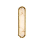 Modern Oval Capsule Alabaster Wall Sconce with Brass Frame on White Background
