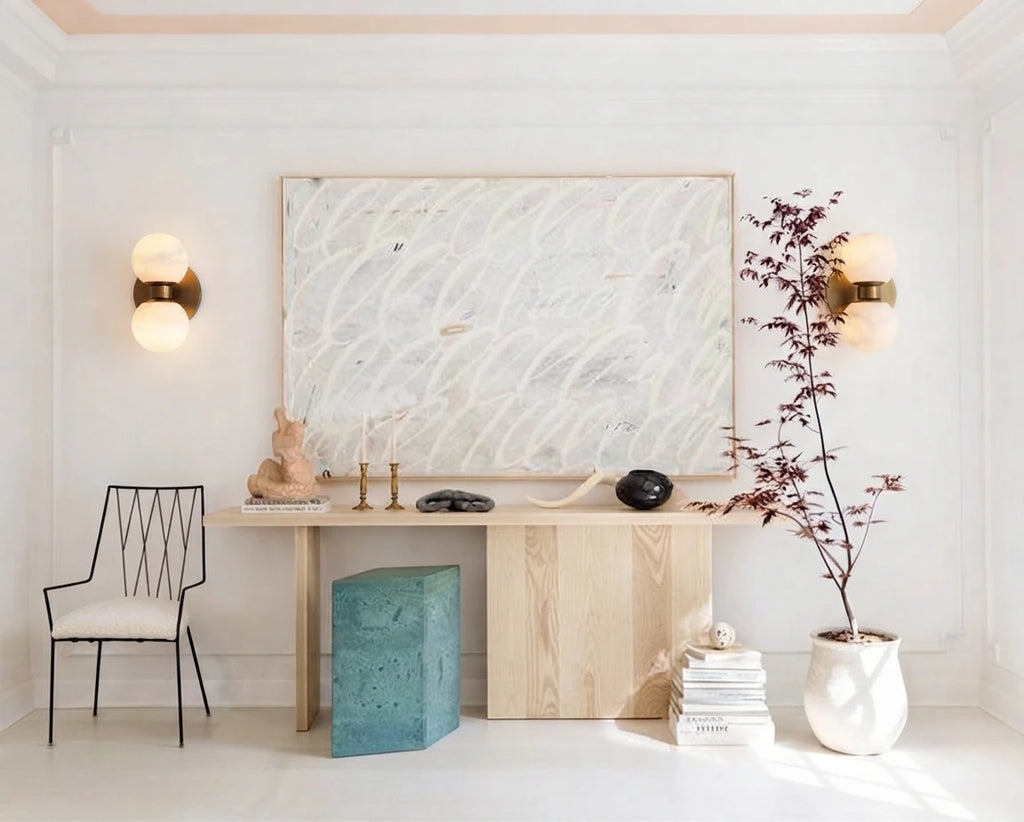 Modern Globe Art Glass Wall Sconce in Contemporary Living Room