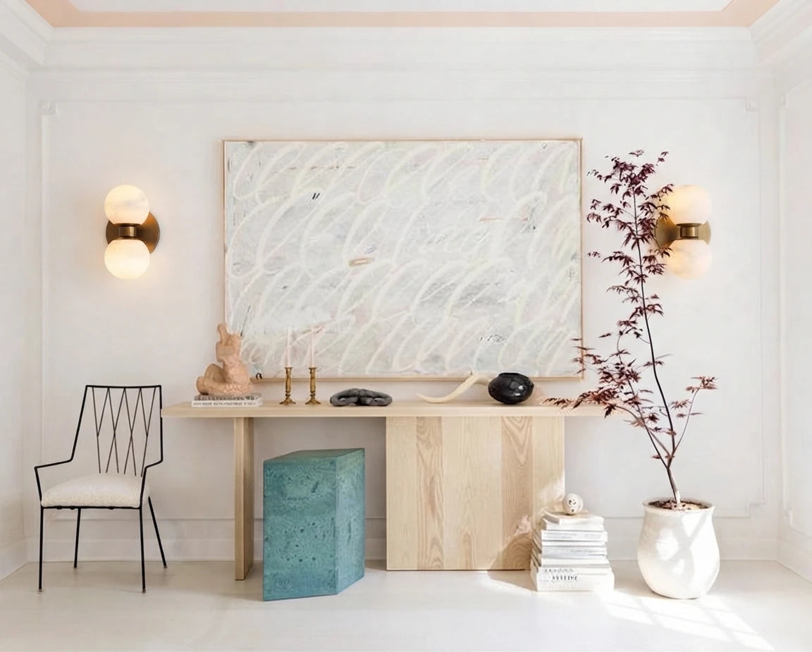 Modern Globe Art Glass Wall Sconce in Contemporary Living Room