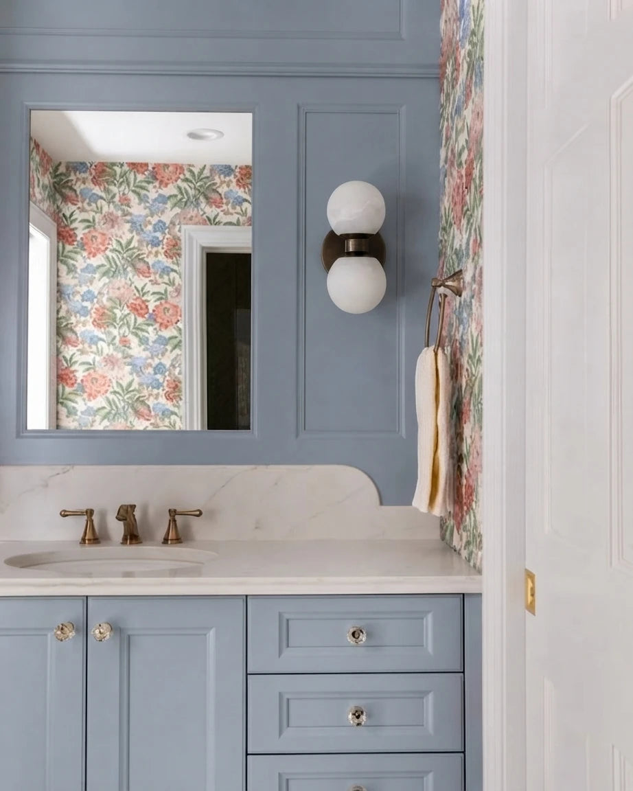 Modern Double-Light Wall Sconce Over Bathroom Vanity