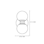 Modern Double-Light Globe Art Glass Wall Sconce Line Art Dimension Diagram