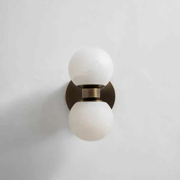 Modern Double-Light Globe Art Glass Wall Sconce Studio Presentation
