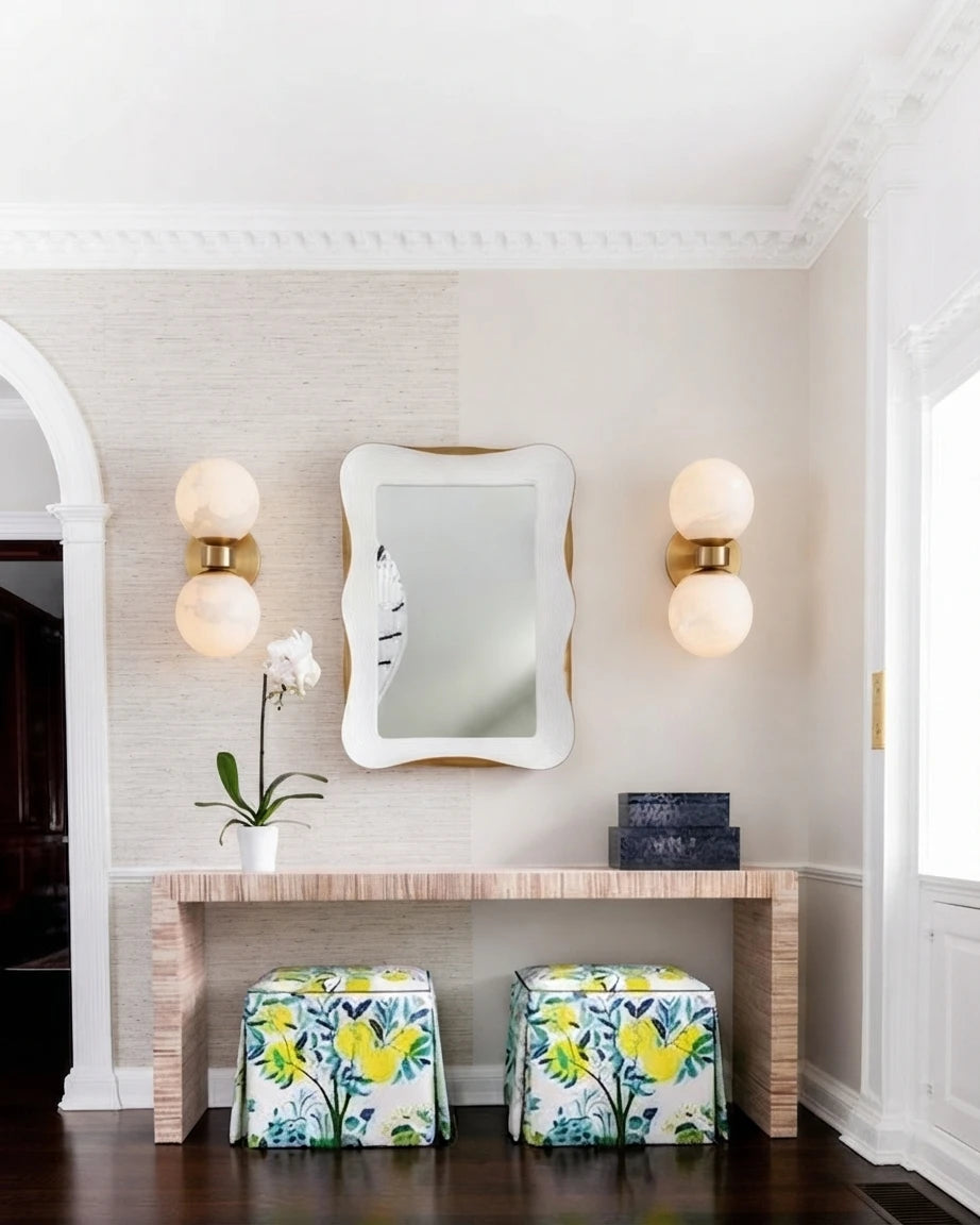 Modern Brass and Globe Wall Sconce in Entryway Foyer