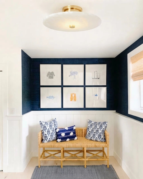 Modern Alabaster Disc Flush Mount Light in Entryway Foyer