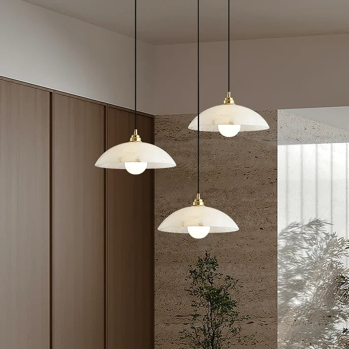 Modern Multi-Light Alabaster Pendant Cluster Setting